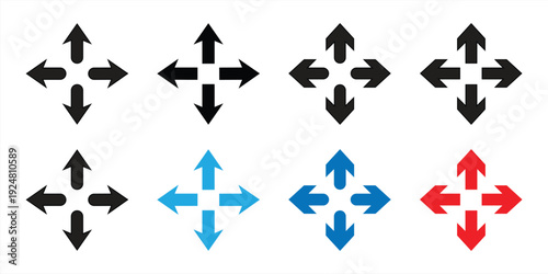 Isolated four-way arrow icon. Flat design. Vector illustration.