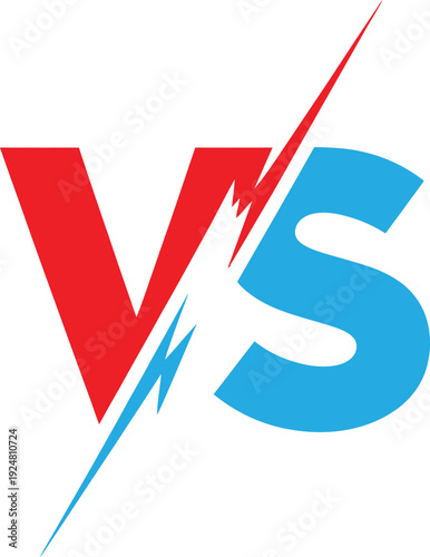 A bold vs logo with red and blue contrasting colors and lightning bolt effect.