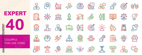 Collection of diverse icons representing various concepts and ideas in a simple line style