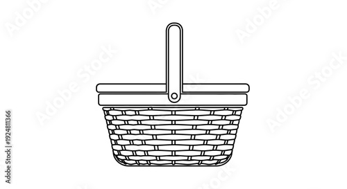 Wicker Picnic Basket with Handle - Handcrafted Woven Container