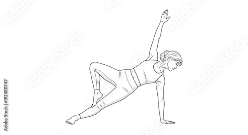 Woman practicing yoga side plank pose, Vasisthasana, fitness and healthy lifestyle