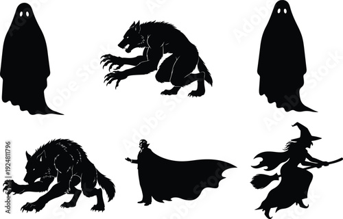 Mystical creatures and characters from folklore and fantasy