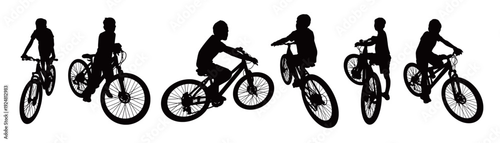 Fototapeta premium Bicycle Rider Silhouette Set