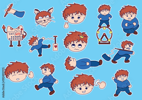 Cute Redhead Boy Sticker Set