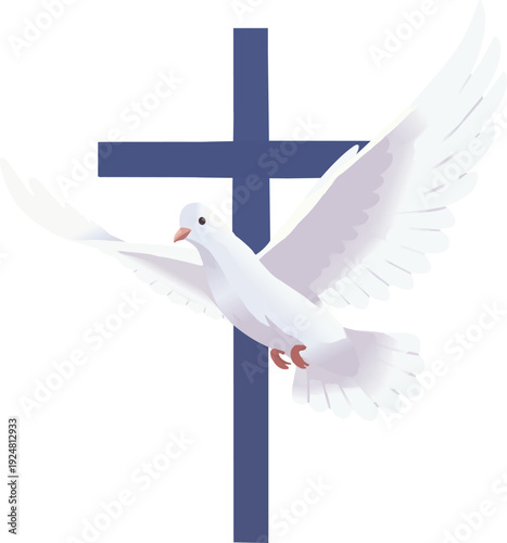 Faith and Hope Dove with Christian Cross Design