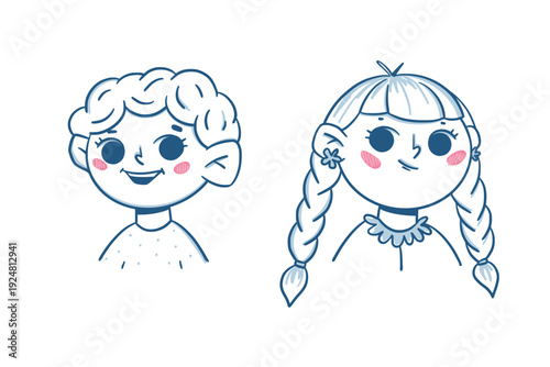 Cute Kids Avatar Portrait Set