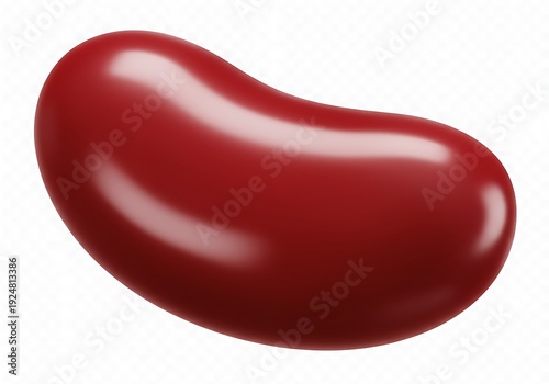 Deep Red Jelly Bean: Glossy 3D Render
