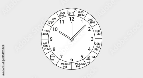 Farm Animal Schedule Clock: Milking, Feeding Times for Cows & Livestock