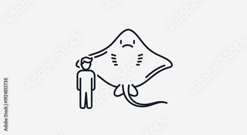 Giant Stingray Compared to Human, Ocean Life, Underwater Animal