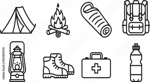 Essential gear for a successful camping adventure in the great outdoors Vector