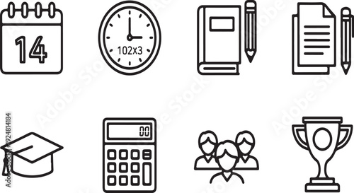 Icons representing various aspects of education and achievement Vector