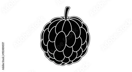 Custard Apple Fruit Silhouette Icon, Tropical Fruit, Healthy Food