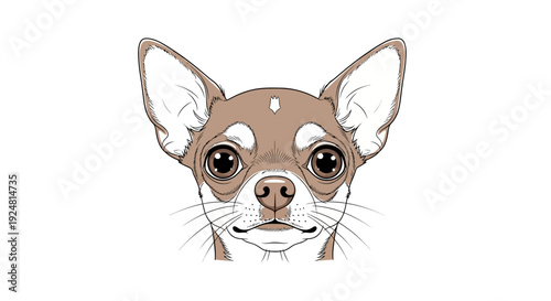Chihuahua Dog Portrait, Adorable Brown and White Puppy Face, Big Eyes, Alert Ears, Studio Shot