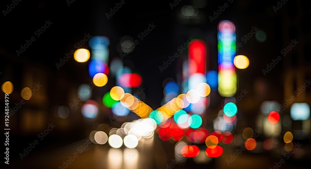 Fototapeta premium Blurred city lights at nighttime scene.