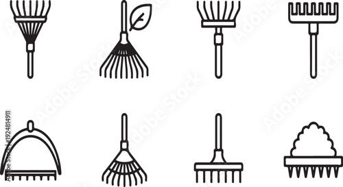 Assorted gardening tools and equipment for yard maintenance and landscaping Vector