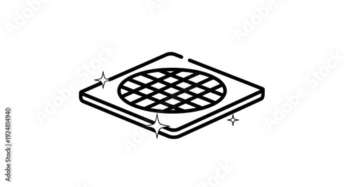Clean Waffle Grid Icon - Isometric View, Sparkling Cleanliness Symbol