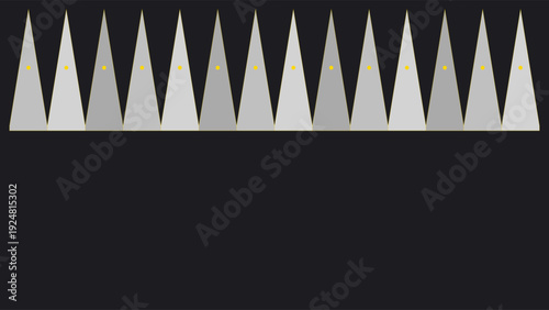 Art Deco inspired geometric pattern with sharp triangular shapes in monochromatic palette, black and white minimalist design