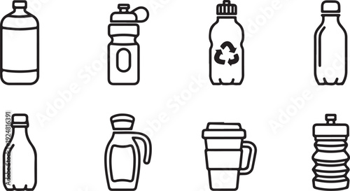 Variety of containers and bottles for different types of liquids Vector