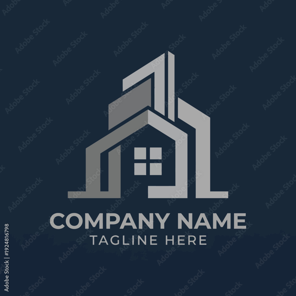 Naklejka premium A creative logo design that combines architectural elements with a bold visual style, perfect for a company in the property and construction industry.