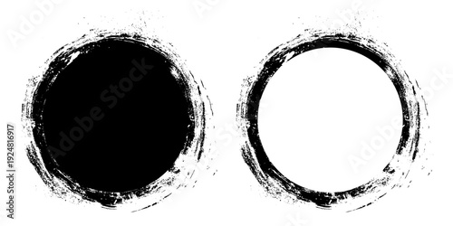 Abstract Circle Brush Stroke Collection. Vector Design.