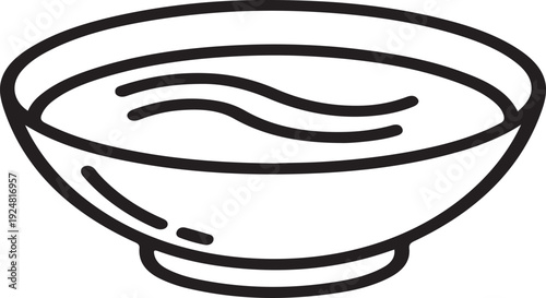 A simple illustration of a bowl with a wavy line inside representing liquid Vector