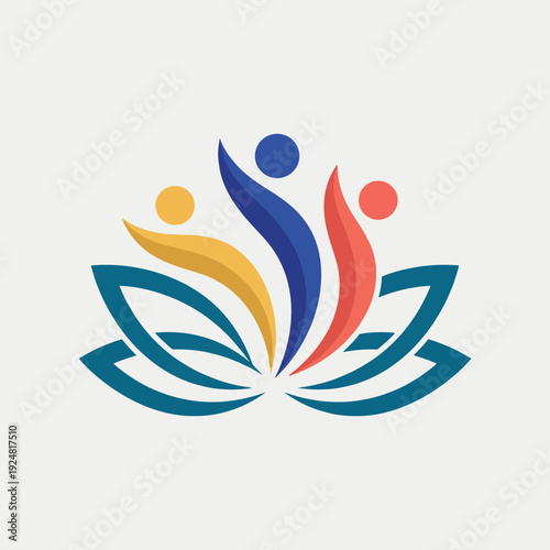 An artistic representation of colorful figures emerging from stylized leaves, symbolizing growth, community, and a deep connection with nature in an expressive manner.