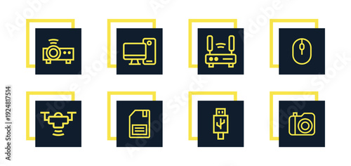 Usb, flash drive, webcam, microphone, speaker Icons Pack for Website, Application and UI UX
