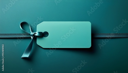 Sleek Teal Gift Tag Design With A Plain Stylish Background