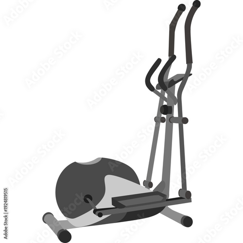 Modern elliptical cross trainer machine vector illustration isolated on light background. Ideal for gym, workout, fitness, and home exercise themes.