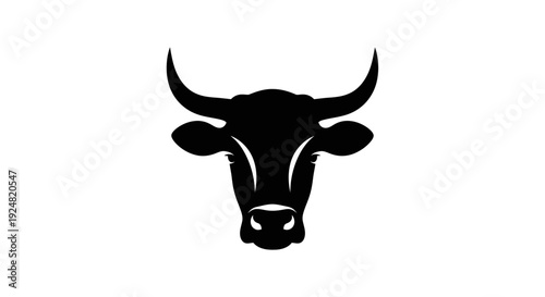 Stunning black bull head silhouette logo design