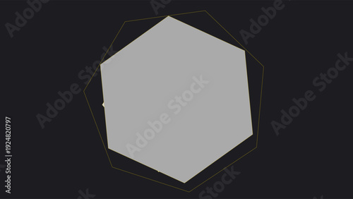 Art Deco geometric hexagon shape with bold edges on dark background, minimalist design, isolated composition