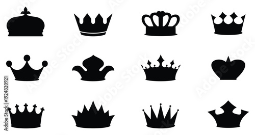 Crown icon set. 