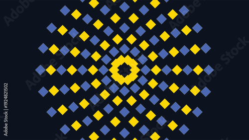 Art Deco inspired 1920s luxury geometric pattern with yellow and blue diamonds on black background