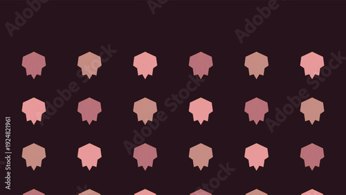 Art Deco 1920s luxury geometric pattern with repeating pink starburst shapes on a dark brown background