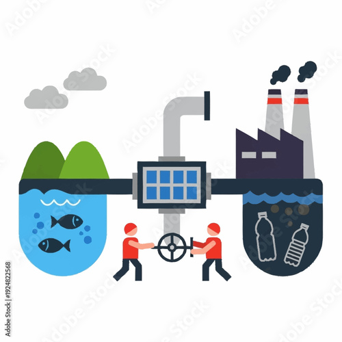 Industrial pollution affecting water and environment.