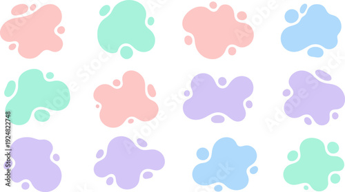 Pastel Organic Liquid Blob Shape Vector Set.eps