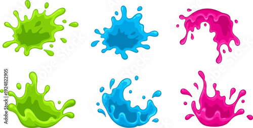 Vibrant Neon Fluid Splash and Splatter Vector Set.eps