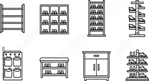 A variety of different types of furniture and storage units for homes Vector