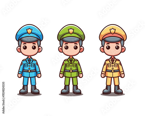 Cute Police Officer Cartoon Characters