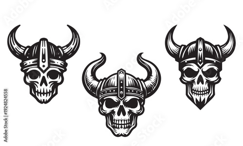 Viking Skull Warrior Helmet Illustration