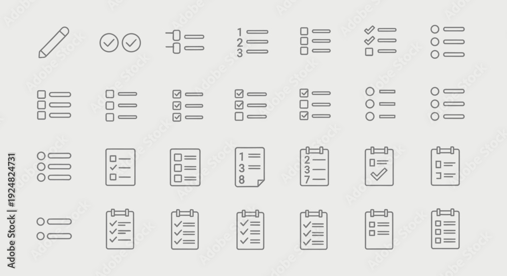 Obraz premium Checklist Icons Set: To-Do List, Tasks, Survey, Planning, Notes, Workflow