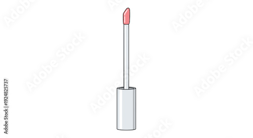 Pink lip gloss applicator wand with product on the tip isolated on a white background for makeup and beauty products advertising.
