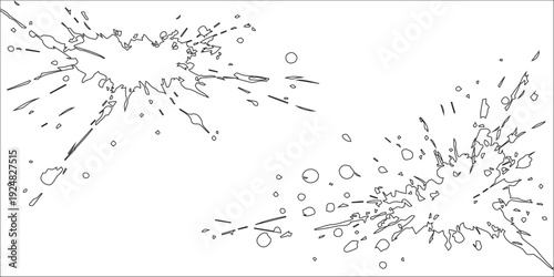 Abstract black and white grunge background texture featuring a vintage floral pattern with ink splatters and a decorative border frame for your design