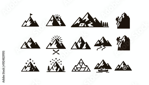 Black Mountain Logo Icons for Adventure Brands