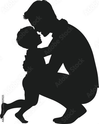 Father hugging child silhouette vector embracing moment embrace