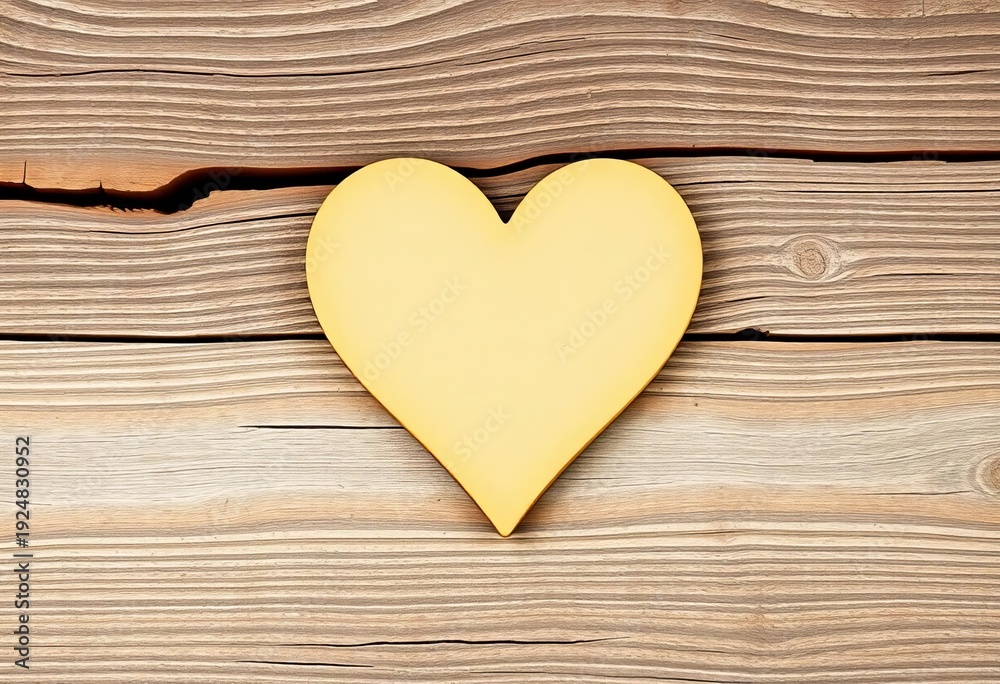 Fototapeta premium Simple, lovingly carved wooden heart on a distressed barn wood surface, evoking natural charm and enduring affection, decoration, country