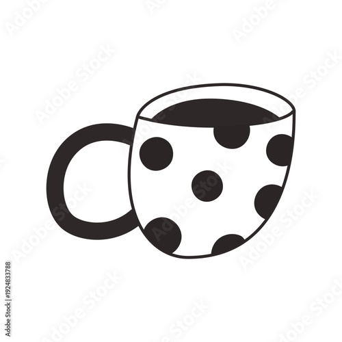 Cup of tea or coffee with polka dot