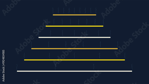 Art Deco inspired geometric pattern with layered yellow and white lines on dark background, modern design