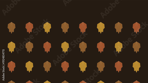 Art Deco 1920s luxury geometric pattern with repeating shapes in warm autumn colors on a dark background