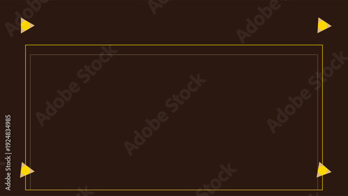 Art Deco geometric pattern with yellow arrows and rectangular frame on black background, minimalist design